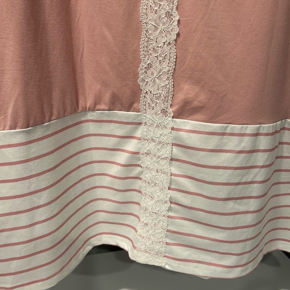SHEIN Curve Striped Color Block Lace Tee - Picture 9 of 9